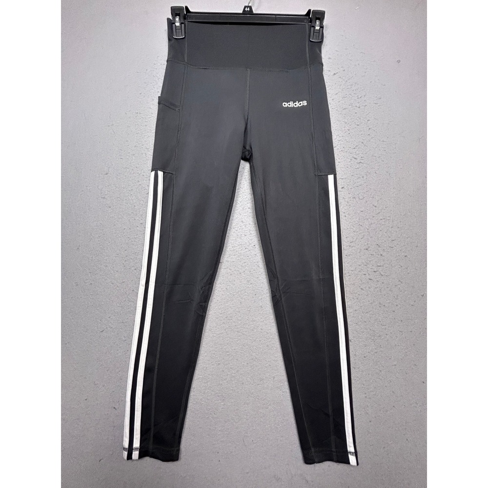 Adidas Climalite Leggings Polyester Blend Black White Medium Womens